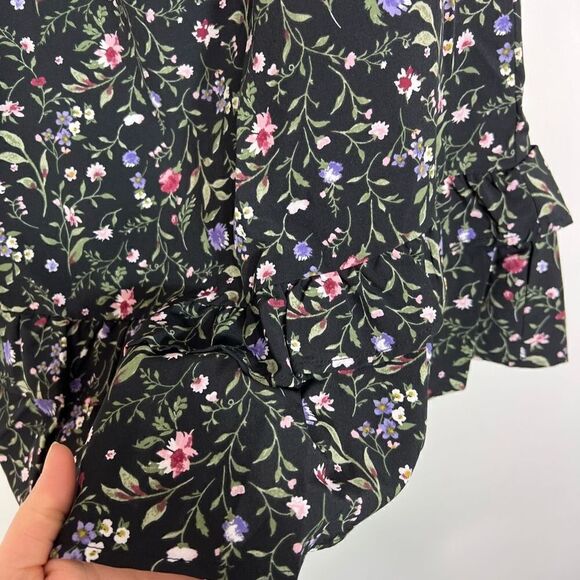 French Grey Stitchfix Dress Womens Short Single Sleeve Floral Mini Ladies Large - Picture 5 of 8